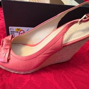 Enzo Angiolini Pink Wedge Slingbacks